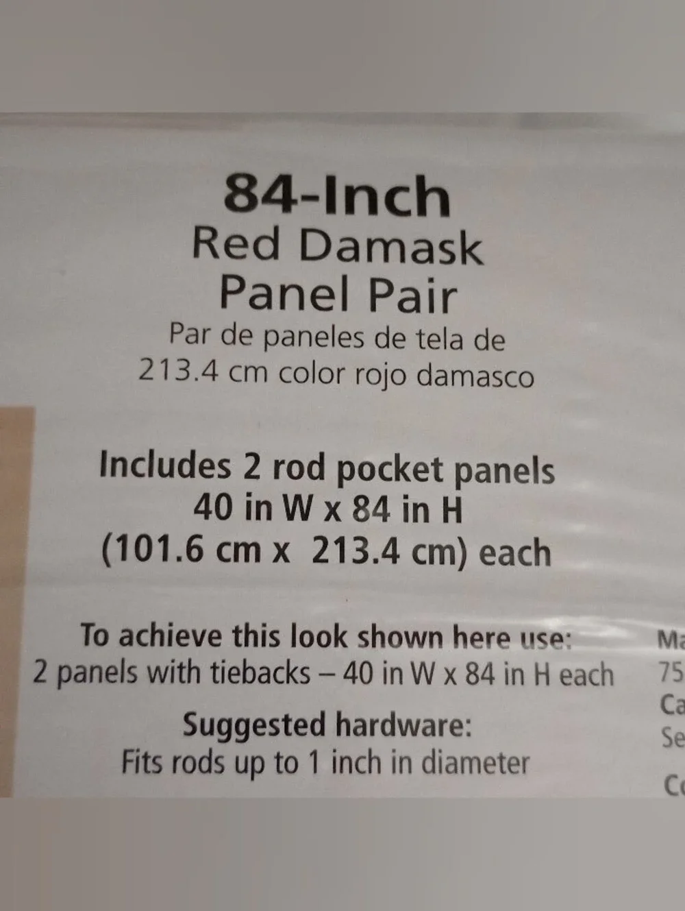 Mainstays 84 Inch Red Damask Striped Curtain Rod Pocket Panel Pair